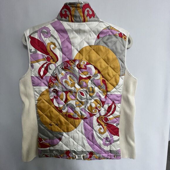 J. McLaughlin 100% Silk Floral Medallian Zippered Vest Sz M - Picture 6 of 13